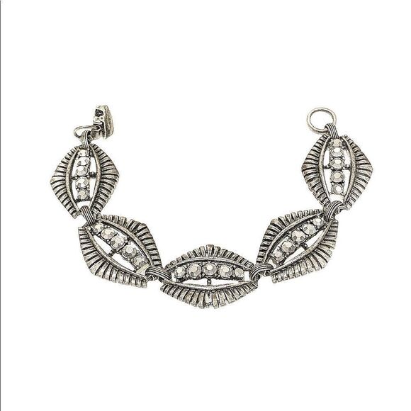 Vintage Banana Bob modernist silver aurum crystal bracelet new old stock 7” - Picture 2 of 9